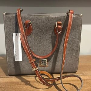 Dooney & Bourke Gray Crossbody Bag with Gold Hardware